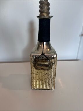 Square  Halloween Decanter Bottle w/Top & Black Wrapped Neck. Top does not open